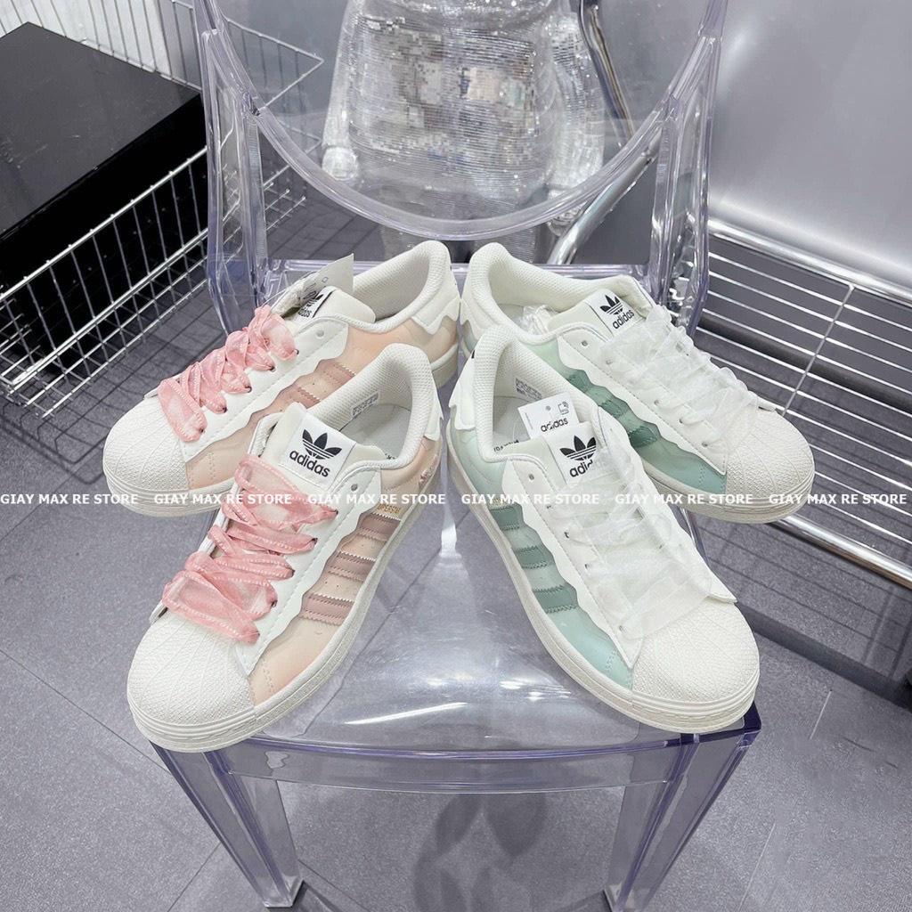 Giày thể thao nữ mẫu mới 2022 Adidas Superstar hồng, adidas sò xanh, das sò trắng 3 sọc dành cho nữ full box bill | BigBuy360 - bigbuy360.vn