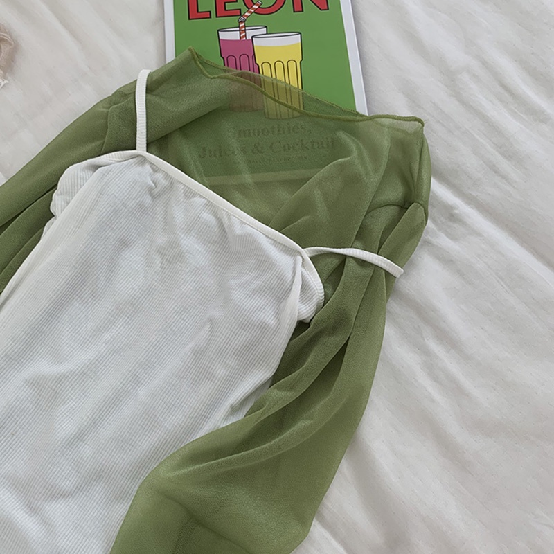 Áo lưới xuyên thấu tay dài cổ tròn thời trang cho nữ MS59