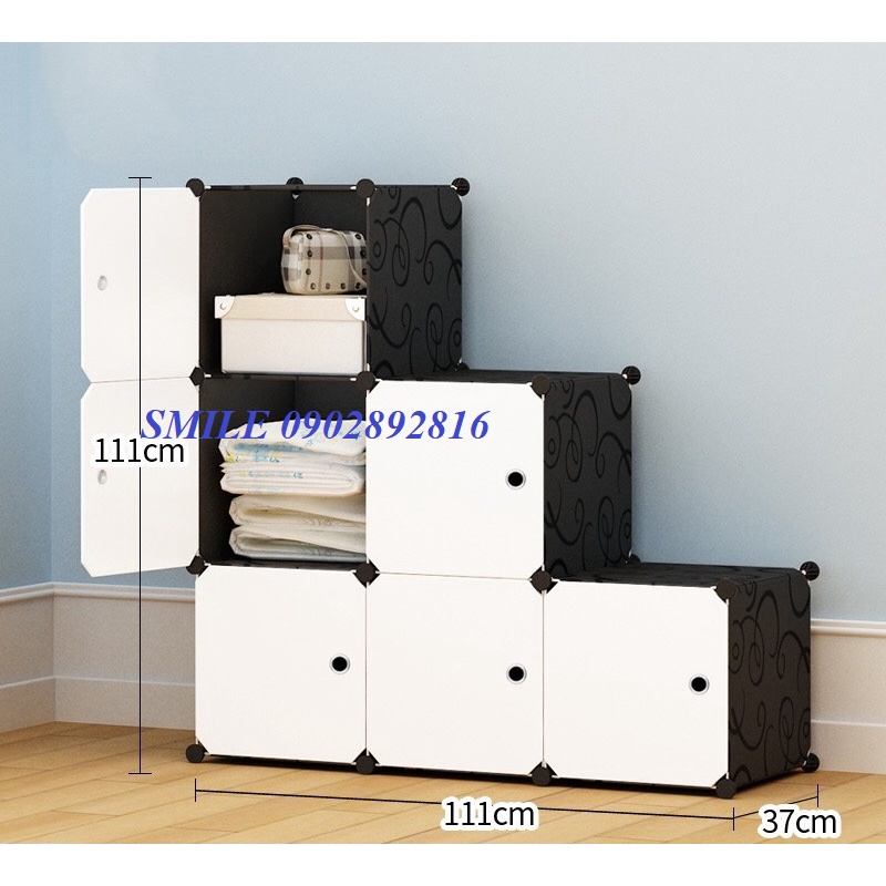 [NỘI THẤT] TỦ NHỰA LẮP GHÉP THÔNG MINH 6 Ô HÌNH BẬC THANG, ĐỰNG QUẦN ÁO ĐẸP MẮT