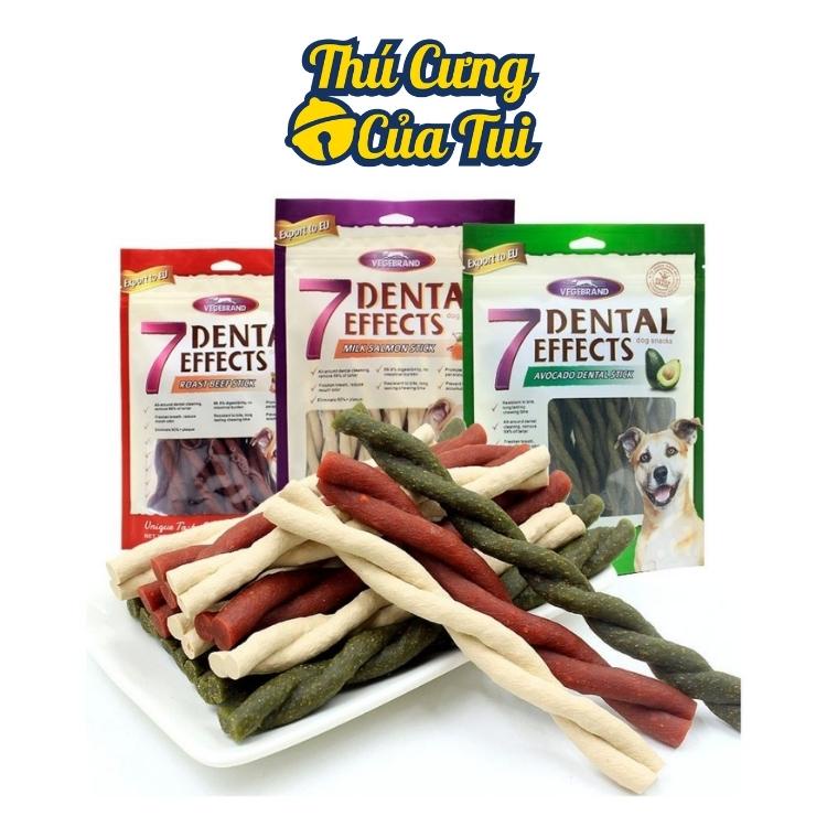 Xương Thưởng Cho Chó 7 DENTAL EFFECTS Snack Sạch Răng Thơm Miệng Cún Nhiều Vị Gói 160g - Thú Cưng Của Tui