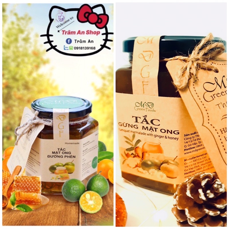 Combo Tắc Mật Ong Đường Phèn (500g) Và Tắc Gừng Mật Ong (500g)_ (giao HOẢ TỐC HCM)