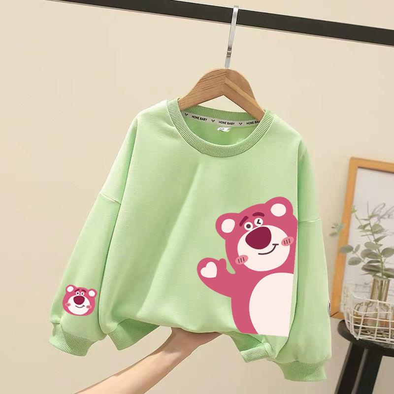 Áo sweater In Hình Gấu Và Dâu Tây Phong Cách Nhật Bản Ngọt Ngào Thời Trang Xuân Thu Cho Bé Gái Trung Niên