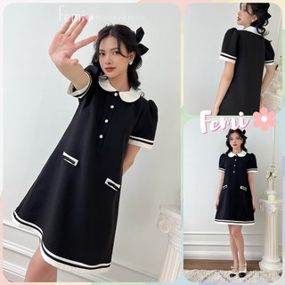 Đầm Cổ Sen Tiểu Thư, váy tiểu thư, váy nơ, váy vintage, đầm suông, váy suông