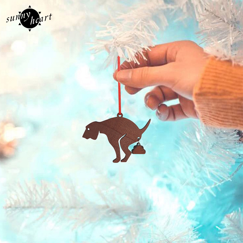 Sunnyheart Mặt Dây Chuyền Bằng Gỗ Tự Nhiên Có Thể Phân Hủy Hình Chú Chó Vui Nhộn