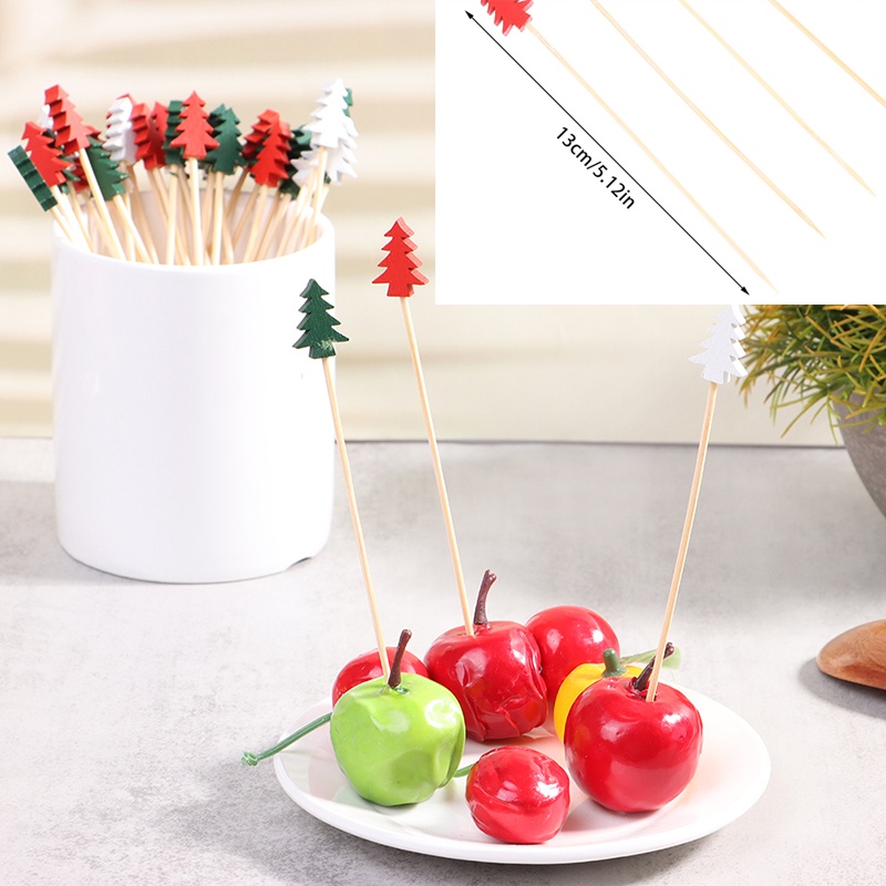 Set 100 xiên que tre đầu xoắn thắt nút dùng một lần trang trí cocktail tiệc nướng BBQ đồ ăn vặt bánh mì sandwich