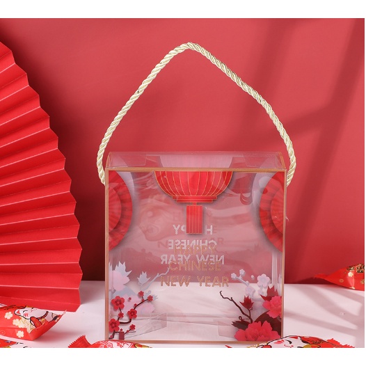 Hộp mica đựng bánh tết 14x14x7.5cm