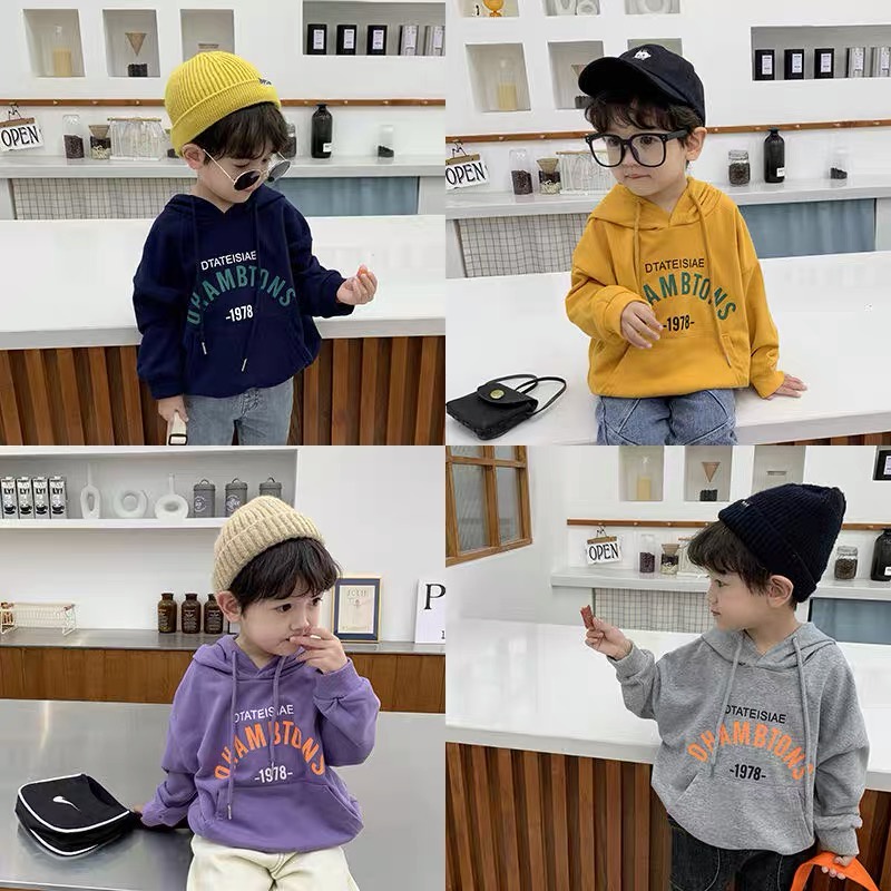 Combo 4 Áo mũ hoodie nhiều họa tiết chữ cho bé trai/gái 8-20kg
