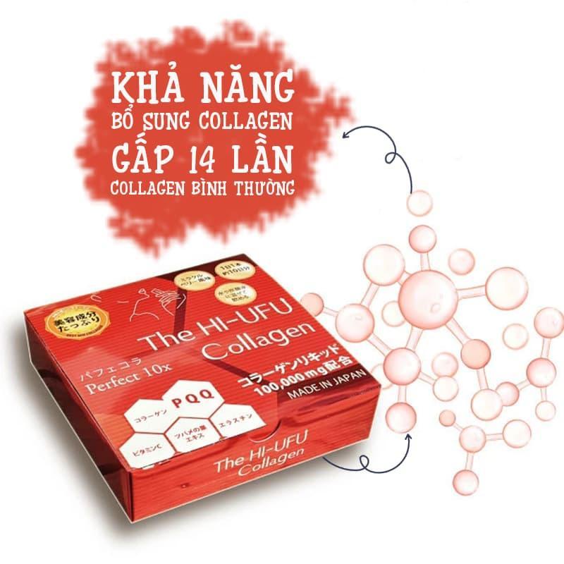 Nước Uống The HI-UFU Collagen 100000mg Nhật Bản Nước Uống Bổ Sung Collagen Làm Đẹp Da Hộp 10 Gói