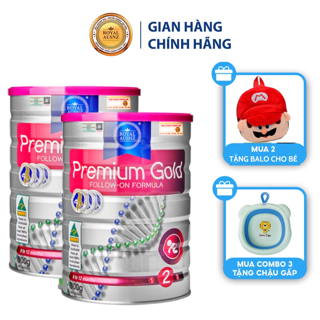 Sữa Bột Hoàng Gia Úc Premium Gold Số 2 Bổ Sung Vitamin, Khoáng Chất Cho Trẻ Royal AUSNZ 900g