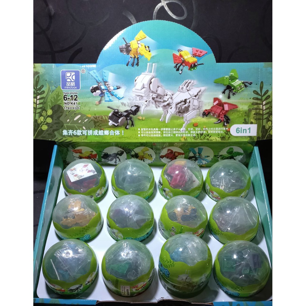 Bộ Gạch Nhựa Xếp Hình Mini Con Côn Trùng 6in1, 20+ PCS, Mẫu Quả Trứng 07029