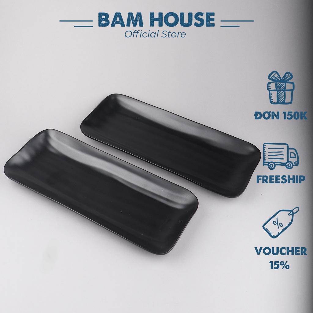 Dĩa nhựa melamine hình chữ nhật Bam House 27x11cm cao cấp DHCN02