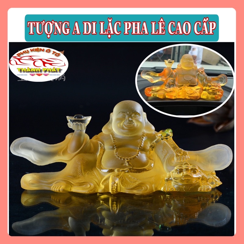 Tượng Ông Phật A Di Lặc đặt taplo trang trí ô tô xe hơi bàn làm việc chất liệu pha lê cao cấp.