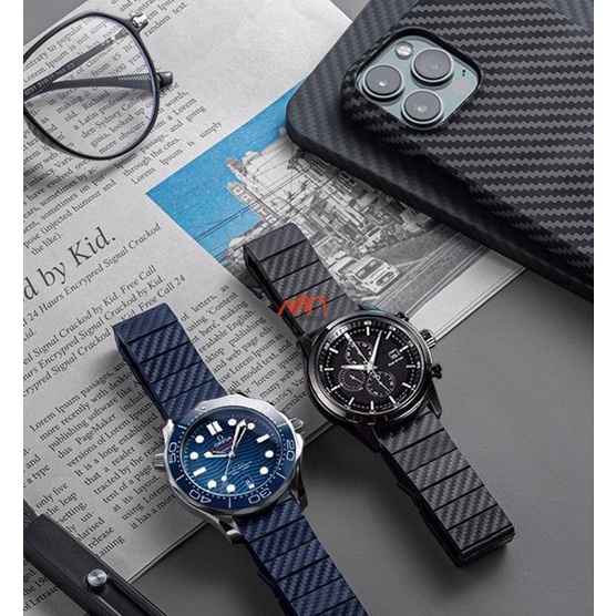 Dây Carbon CB01 thay thế Omega Citizen Rolex Mido Longines 20 22mm