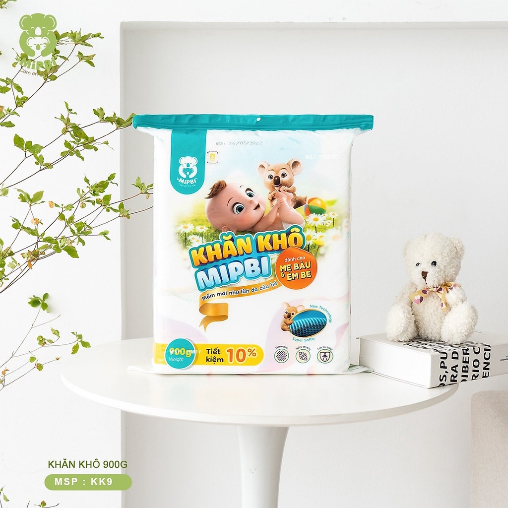 Khăn khô đa năng MIPBI Dùng Đẻ Vệ Sinh Da Cho Bé, Tẩy Trang, Khăn Ăn Trong Nhiều Trường Hợp 900g