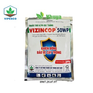 Thuốc trừ bệnh Vizincop 50WP 200gr Vipesco Nấm Hồng - Rỉ Sắt - Thán Thư