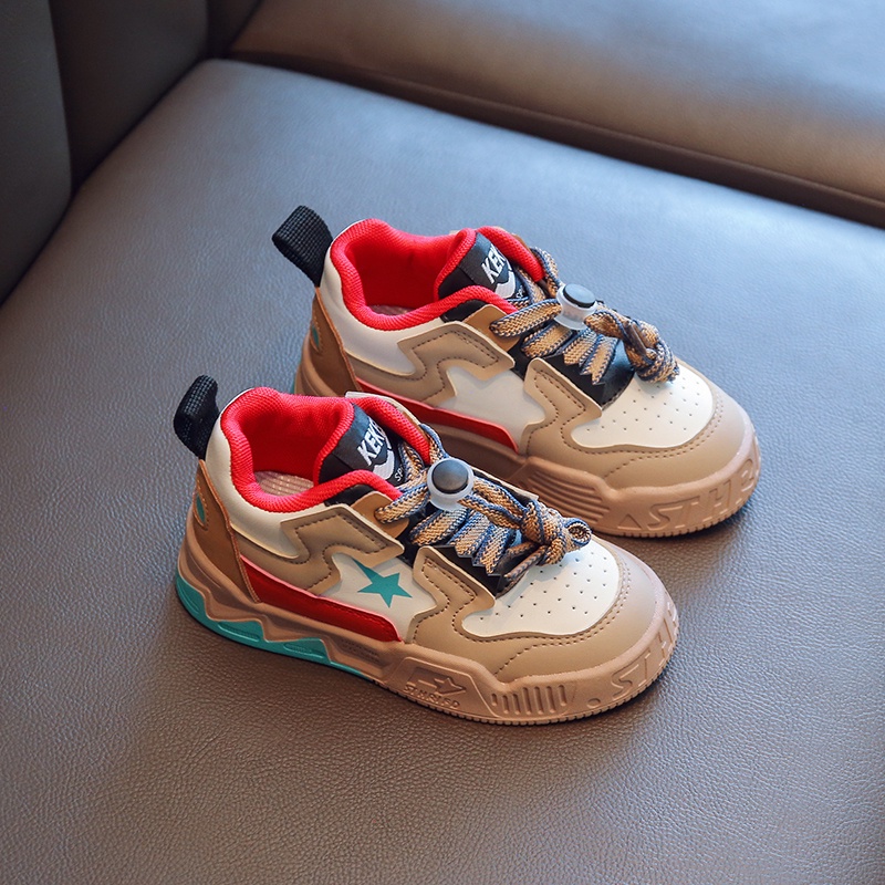 Giày Thể Thao Da Đế Mềm Thoáng Khí Có Dây Rút Dành Cho Bé Trai Bé Gái 2-16 Tuổi