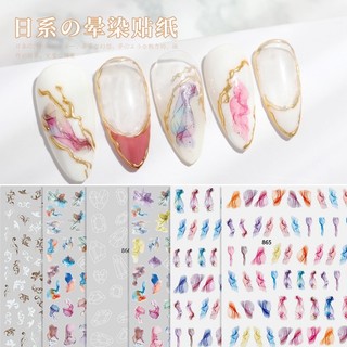 Sticker nail loang cồn, hoa văn, hình dán móng