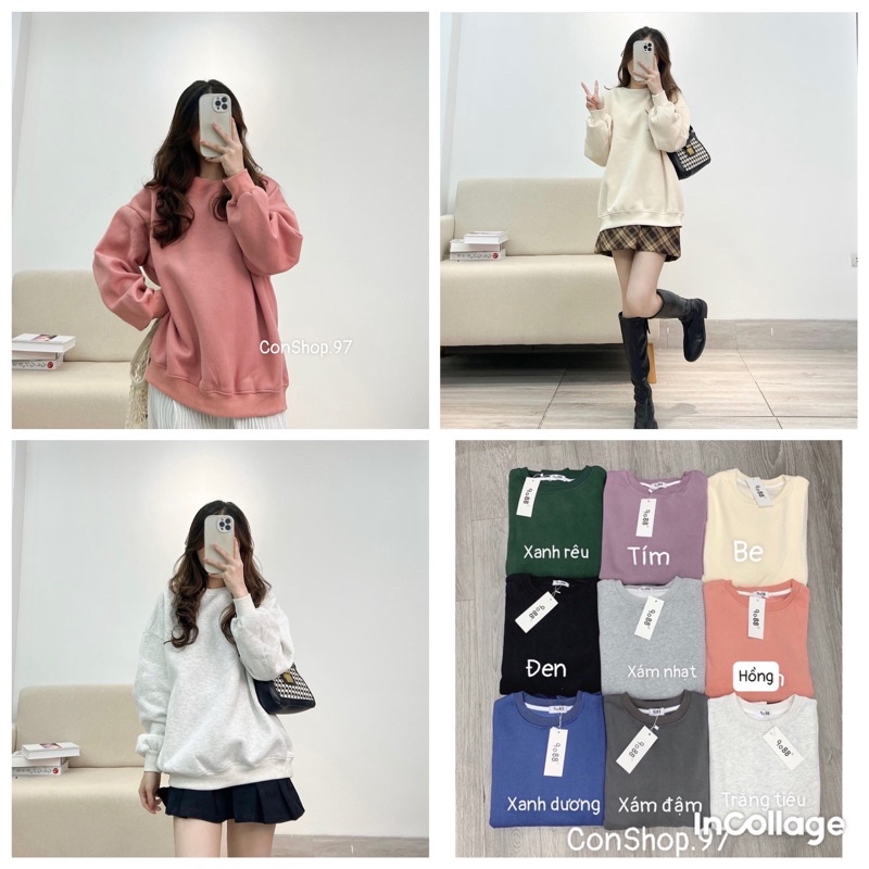 Áo Nỉ Bông Sweater Trơn Hàng QC