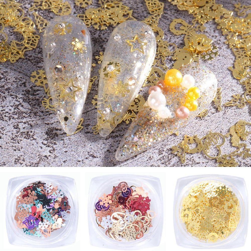 Kim Sa Hình Bông Tuyết Tuần Lộc Giáng Sinh 3D Lấp Lánh Trang Trí Móng Tay Nghệ Thuật