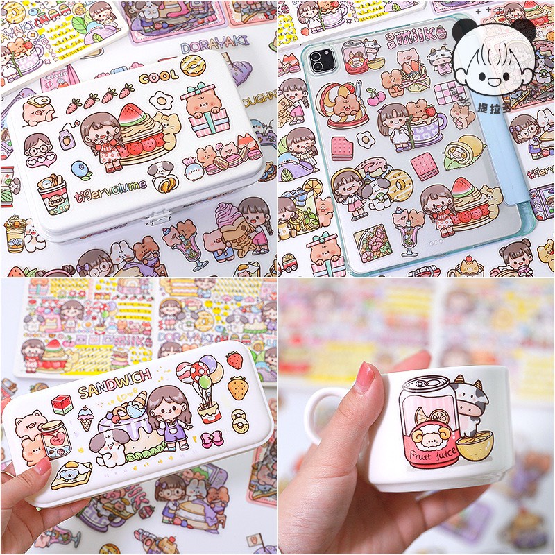 Set 40 miếng sticker hình dán dodojam dễ thương trang trí sổ, cốc, điện thoại chủ đề món tráng miệng