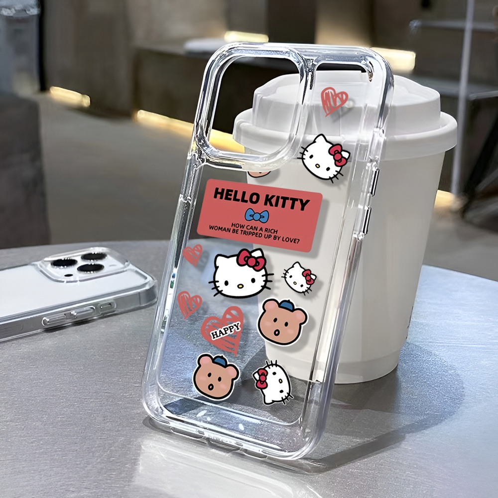 Ốp Điện Thoại Trong Suốt Hình hello kitty Gấu Cho iphone 14ProMax 14Plus 13 11 12 7Plus X XR XS Max