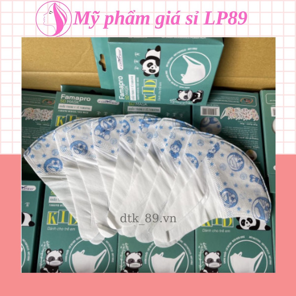 Khẩu trang em bé,Khẩu Trang trẻ em 5D Cho Em Bé đeo êm không bị đau tai Famapro [hộp 10 cái]