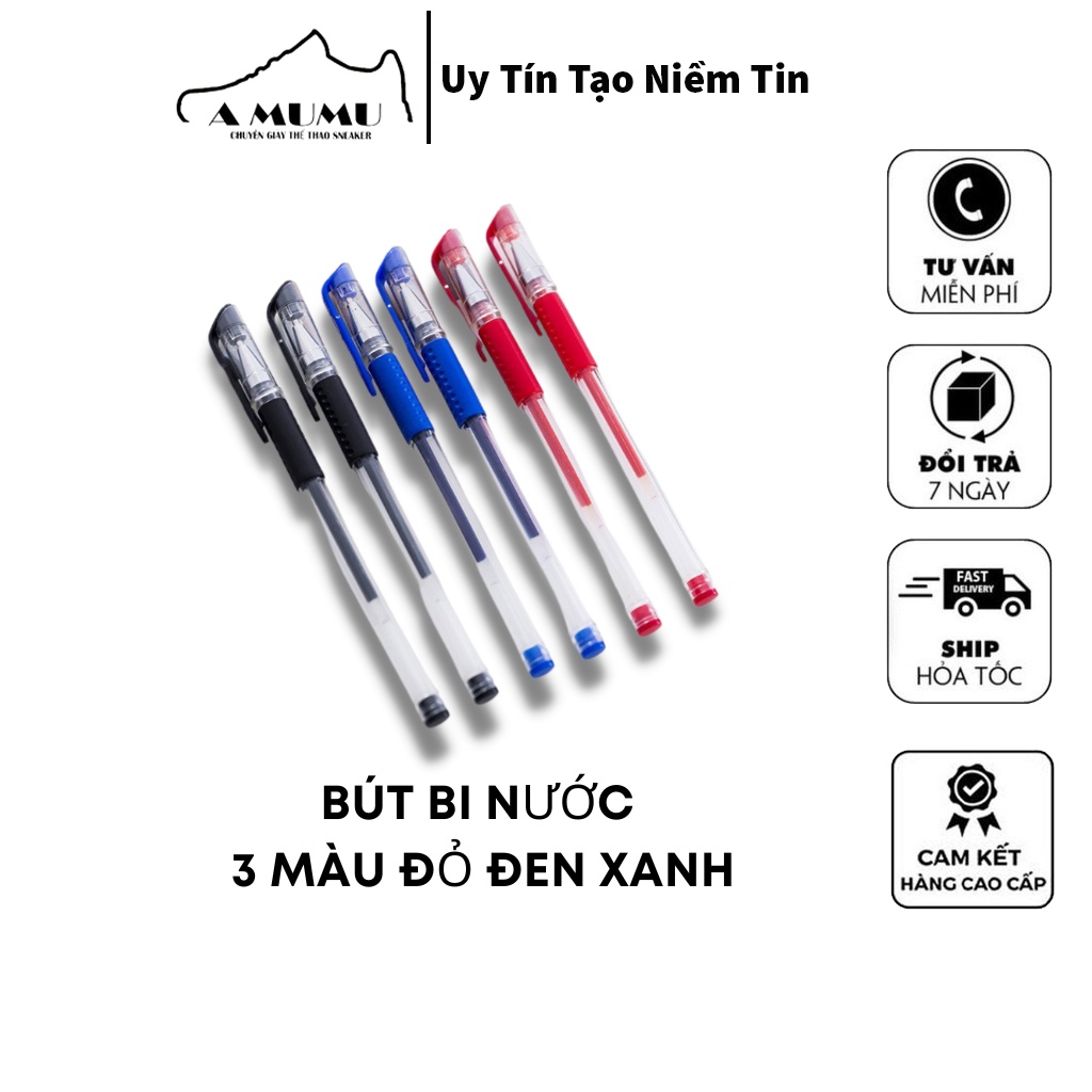Bút bi nước, bút nước cao cấp ra đều mực ngòi 0.38 mm được chọn đủ màu Xanh - Đen