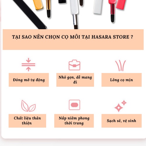 Cọ son môi, tô son, đánh son môi cao cấp chuyên dụng thiết kế đóng mở tự động, sang trọng HC004 - Hasara