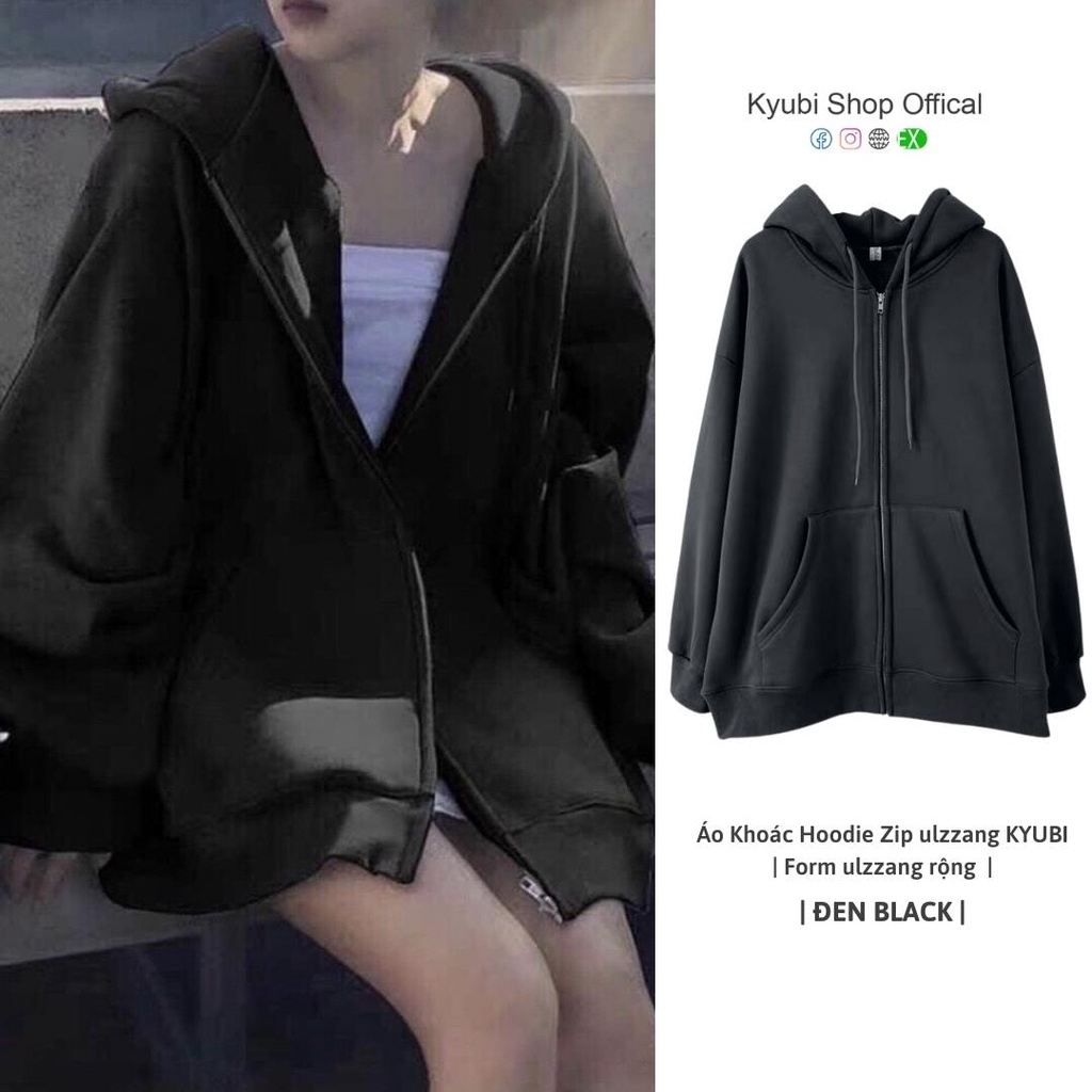 Áo Khoác Hoodie Trơn Nhiều Màu Nam Nữ Ulzzang Form Rộng Unisex (Có Bigsize) - KYUBI AKZ02