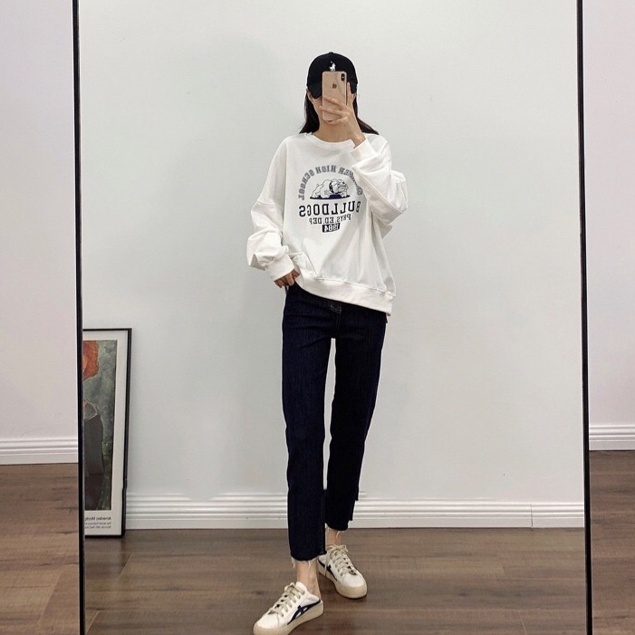 SUXI Áo Thun Nữ Dài Tay Cổ Tròn Thiết Kế Mới Đơn Giản Thời Trang Mùa Thu Theo Phong Cách Hàn Quốc