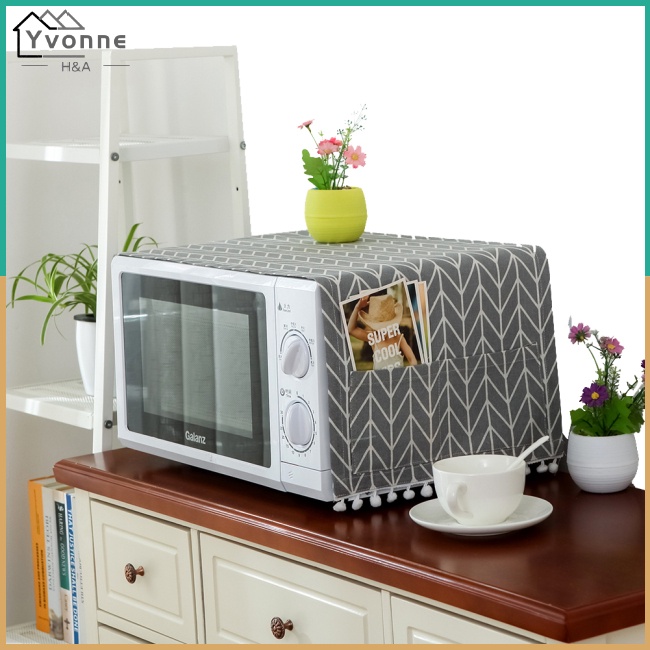 One Tấm Phủ Lò Vi Sóng Bằng Cotton Lanh Chống Bụi Thông Dụng Kèm Túi Đựng Cho Nhà Bếp