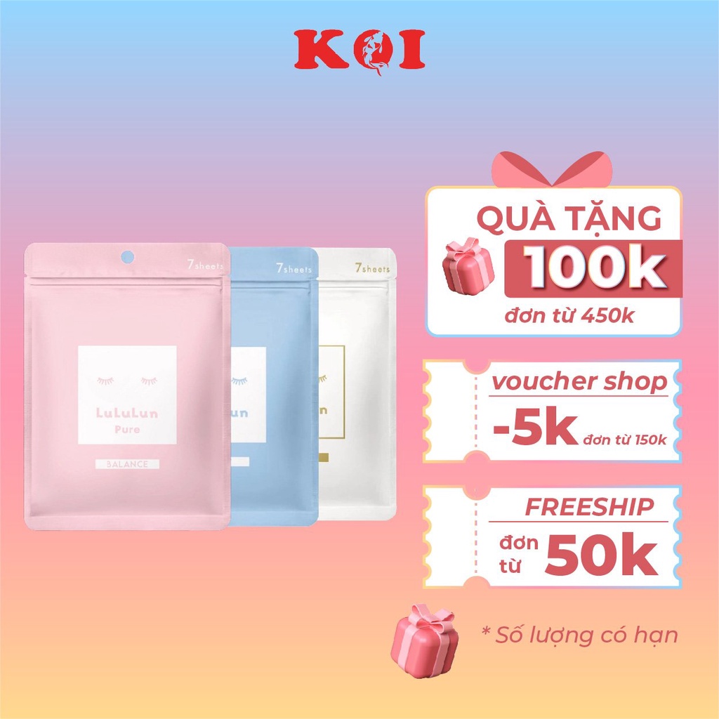 Mặt nạ Lululun 7 miếng dưỡng ẩm sâu và trắng da chứa enzym trẻ hóa và loại bỏ tế bào da chết bản mới nhất