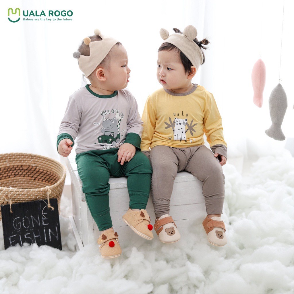 Bộ Quần Áo Dài Tay Thu Đông Vải Bamboo Cho Bé UR2082