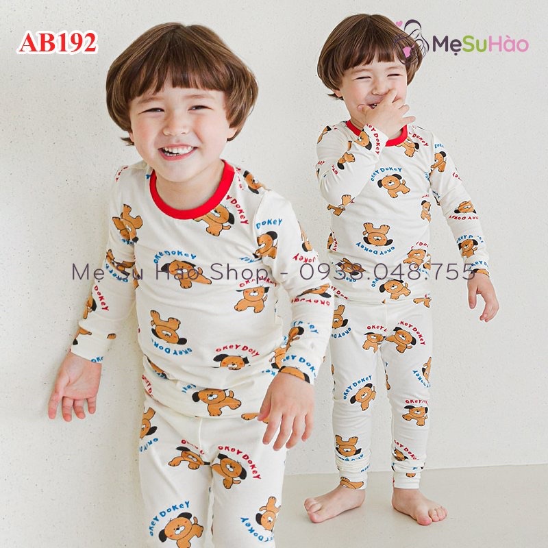 Bộ dài tay trẻ em thun cotton mỏng mịn mẫu cún nâu cordi - ảnh sản phẩm 1