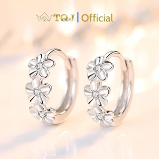 Khuyên tai bạc tqj-ke37, khuyên tai bạc 925, bông tai nữ, bông tai bạc 925 thời trang, khuyên tai hoa cỏ bốn lá