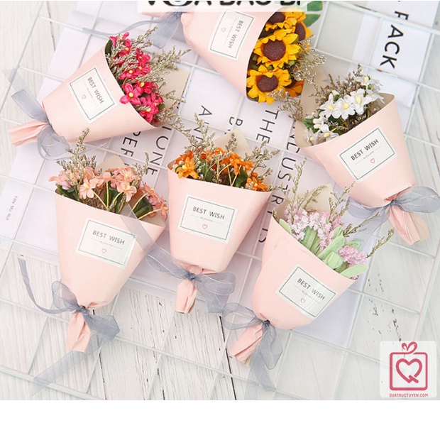 Hoa hướng dương giấy set 10/30/50 bông, hoa hướng dương khô gắn hộp quà, thiệp handmade vintage màu kraft VUABAOBI