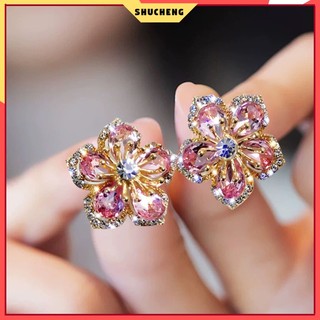 Bông tai hình hoa tuyết đính đá zircon pha lê phong cách vintage sang trọng cho nữ