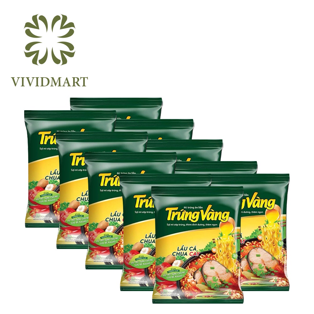 MÌ TRỨNG VÀNG 2 VỊ: TÔM CHUA CAY VÀ LẨU CÁ CHUA CAY  - GÓI 75gr - GẤU ĐỎ