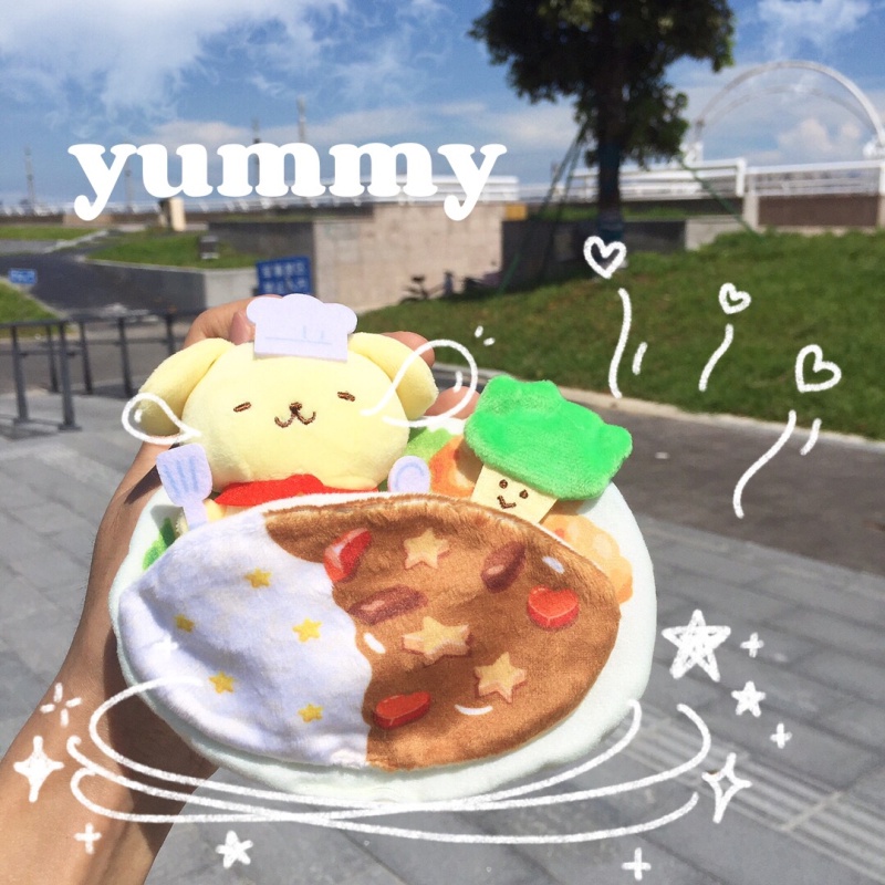 Sanrio Omelette Búp Bê Hình Bánh Pizza / Melody Kuromi Cinnamoroll Dễ Thương Treo Balo Đi Học / Xe Hơi Trang Trí Túi Xách SJYJ