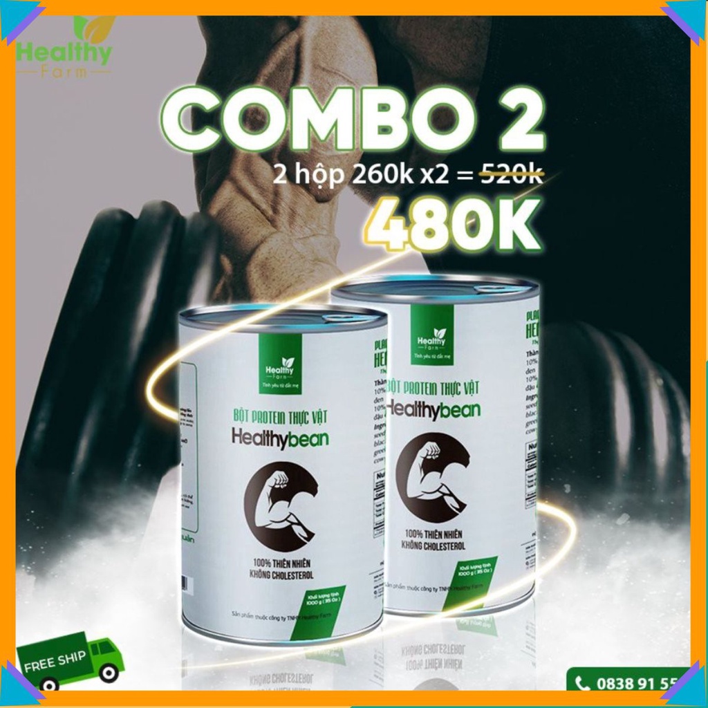 "COMBO 2" Protein Healthy Bean Tăng Cân - Tăng Cơ - Giảm Mỡ Healthy Bean