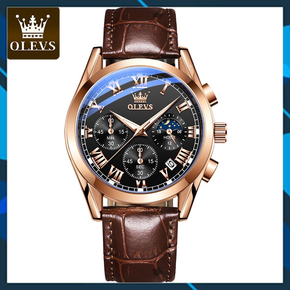 Đồng hồ đeo tay nam OLEVS ,chống xước, cao cấp,có dạ quang,dây da,thời trang,mặt tròn