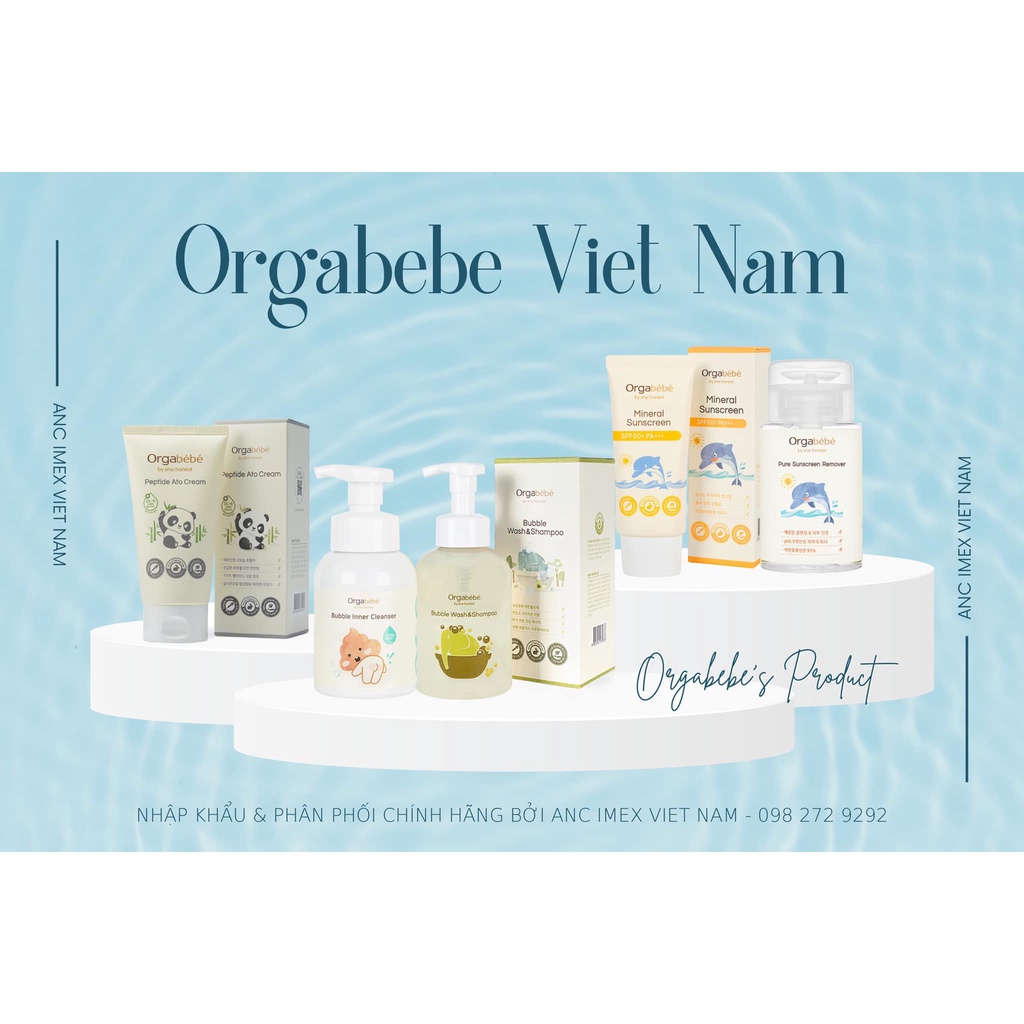 [CHÍNH HÃNG] ORGABEBE nội địa Hàn Quốc cho bé: Bọt tắm gội/Bọt vệ sinh/Kem chống nắng/Soothing Gel