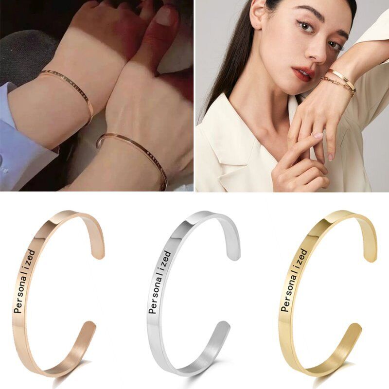 Vòng Tay Thép Không Gỉ Khắc Tên Cho Gia Đình