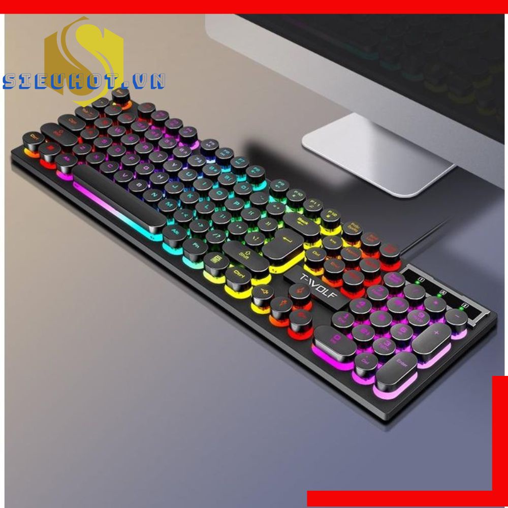 Bàn Phím Tròn Giả Cơ Có Dây Máy Tính T-WOLF T80 Led Gaming Keyboard Văn Phòng Cao Cấp