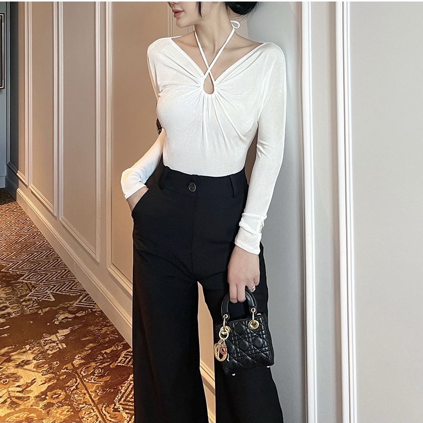 BBSTORE'S Áo Tay Dài Cổ Yếm Thời Trang Dự Tiệc Đi Dạo Cực Xinh -A1239