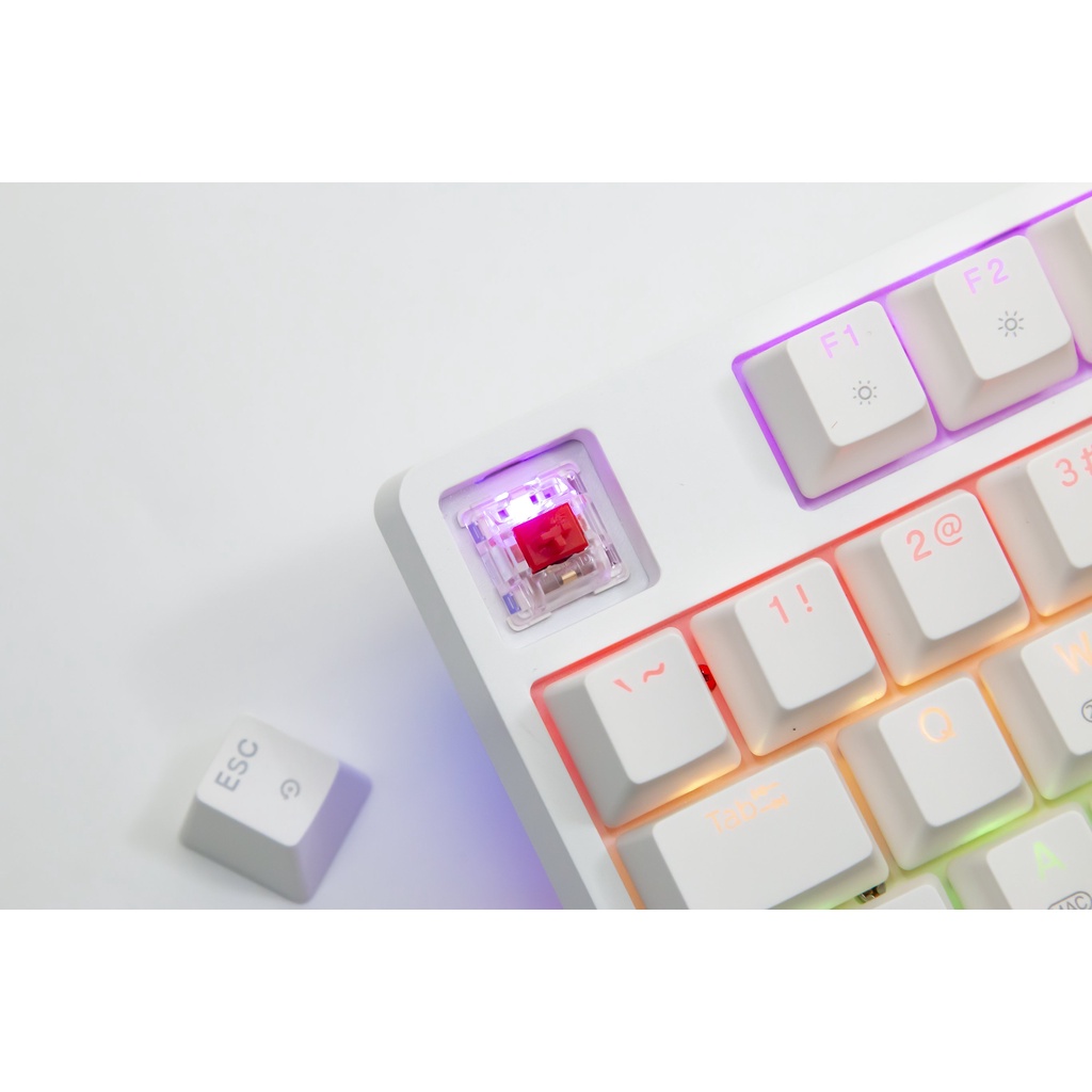 Bàn phím Fuhlen D87S LED RGB cơ gaming White Red Switch chính hãng Fuhlen-Hàng chính hãng bảo hành 2 năm