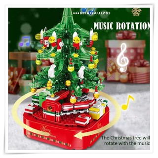 Đồ chơi lắp ráp kiểu lego hộp nhạc giáng sinh music box christmas tree santa claus có nhạc đèn led shop nhagau1981