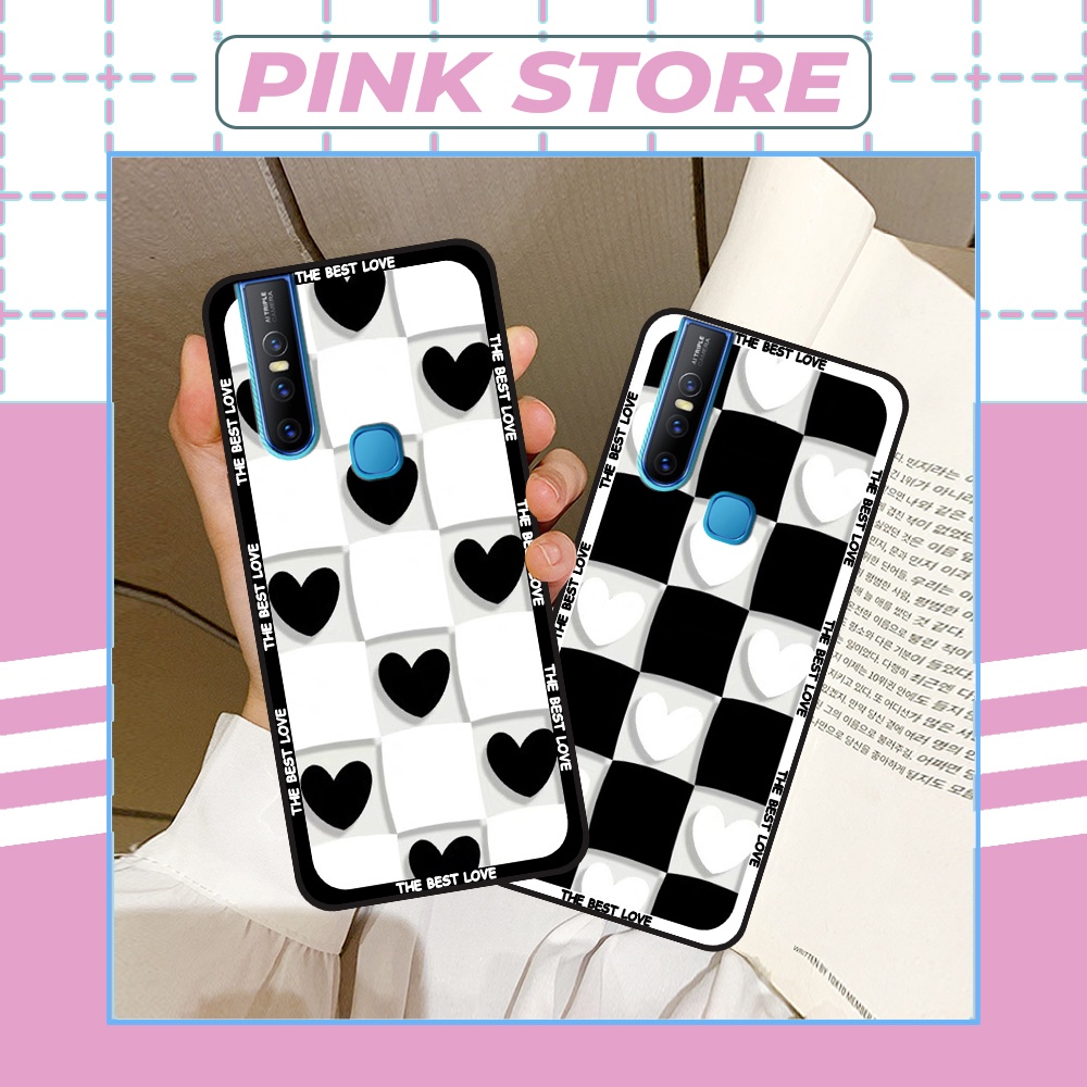 Ốp lưng Vivo V15 / V15 Pro in trái tim the best love,ô caro mickey ,mặt cười thời trang cá tính bảo vệ camera toàn diện