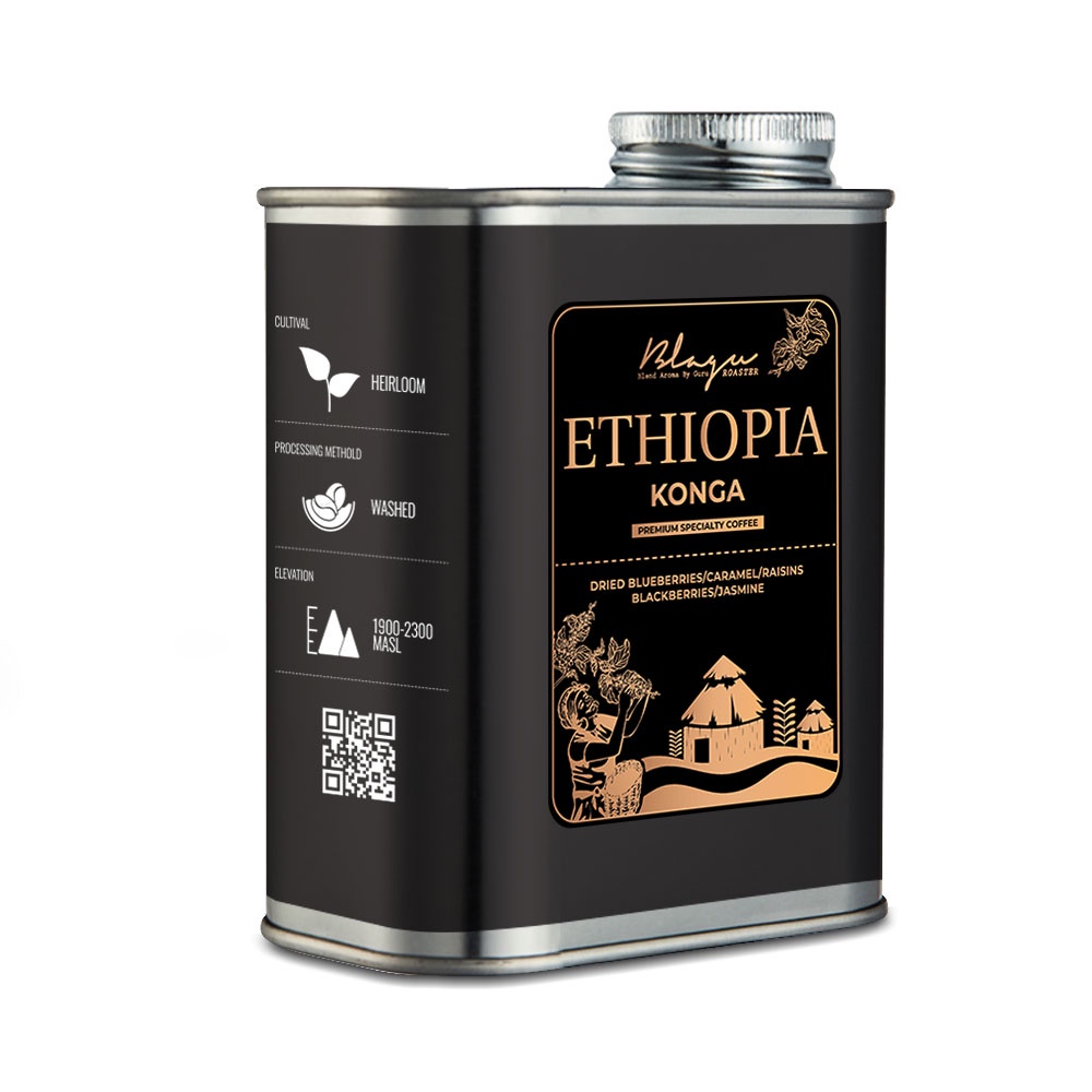 Cà Phê Blagu Hạt Đã Rang Ethiopia Konga | Dòng Cà Phê Đặc Sản | 100% Arabica - Heirloom | Light Medium 250g