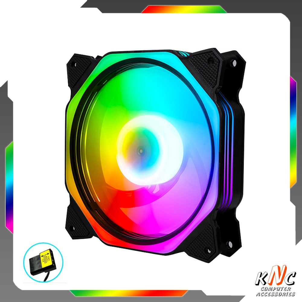 Quạt Tản Nhiệt V8 Led RGB 12cm Sáng Tĩnh Cả Tâm Và Viền Chuẩn Cắm Molex 4Pin